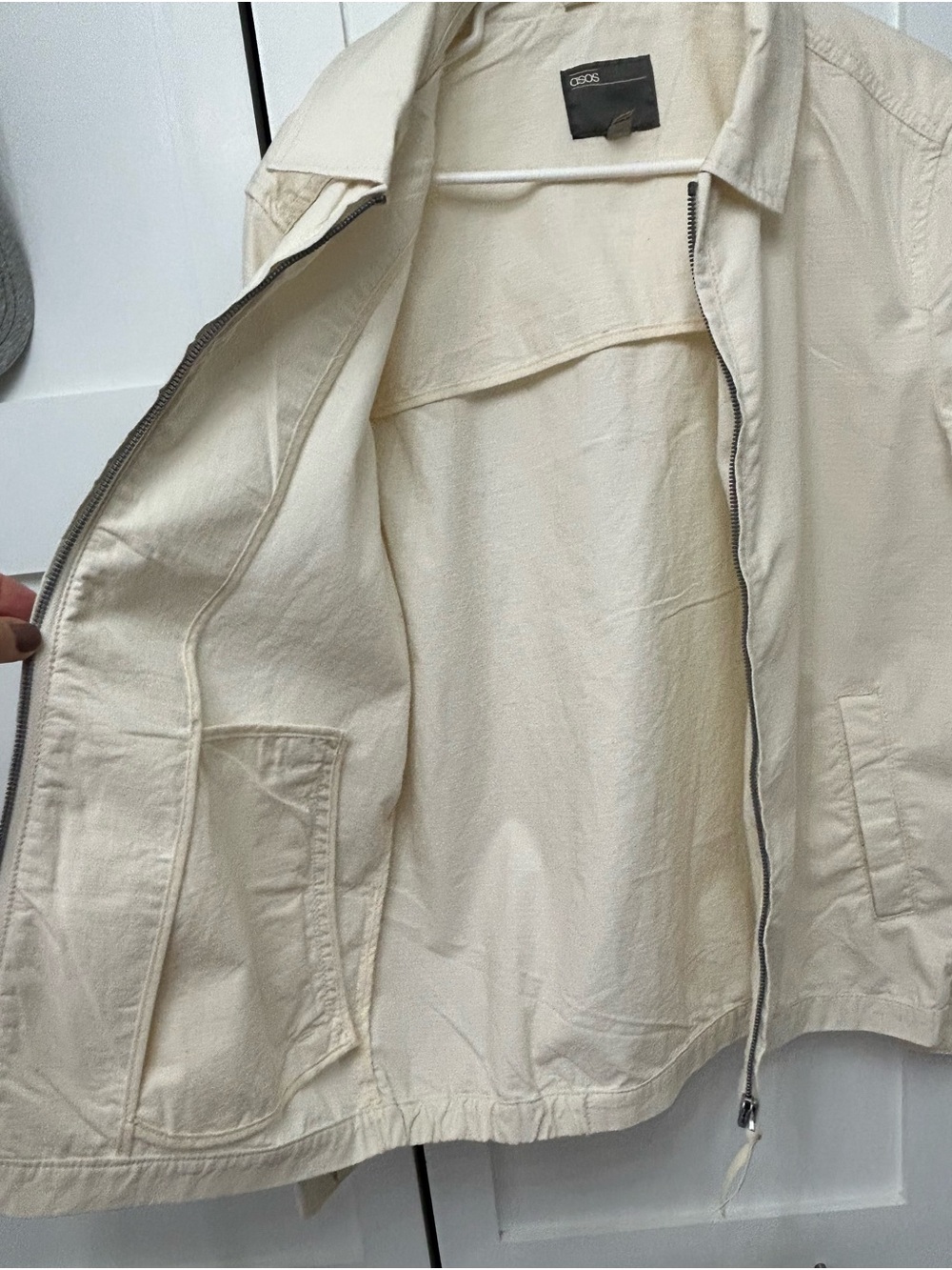 ASOS Cream Zip-Front Lightweight Jacket - Picture 6 of 6